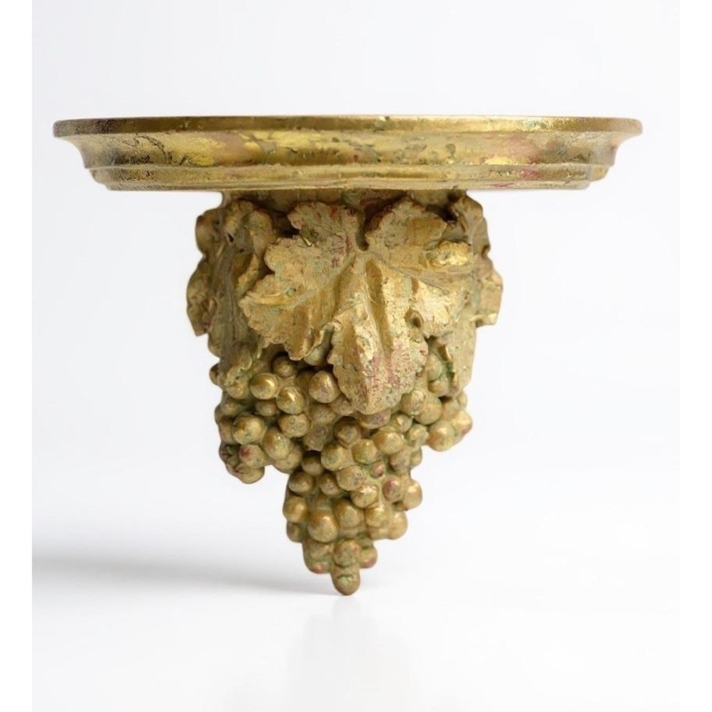 Vintage Sconce Gold Gilt Grape Corbel Shelf Tuscan Regency 11" Heavy Resin
